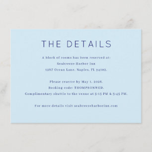 Calm Blue Minimalist Wedding Enclosure Card
