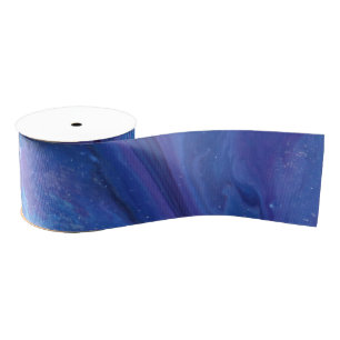 Calm blue ocean water sky cloud painting grosgrain ribbon