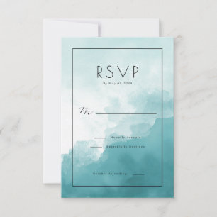Calm Blue Watercolor Waves RSVP Card