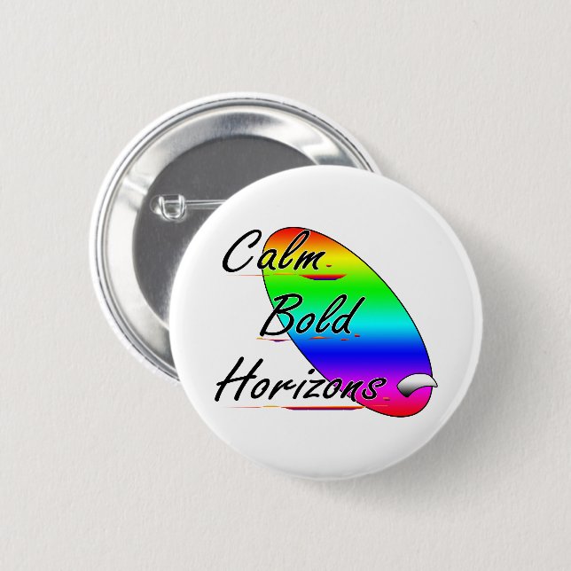 Calm bold horizons surfing 2 inch round button (Front & Back)