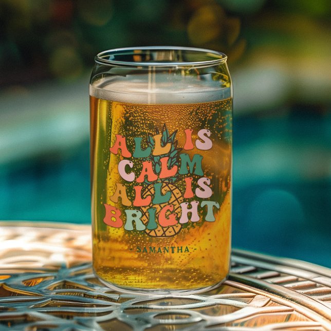 Calm & Bright | Pineapple Christmas Monogram Can Glass (Creator Uploaded)