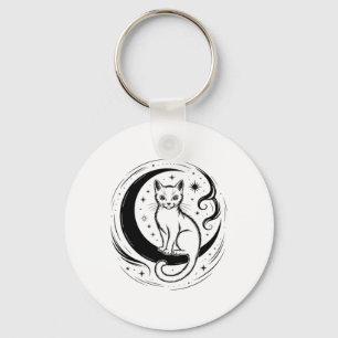 Calm Cat Lotus Flower Yoga Meditation Enthusiast T Keychain