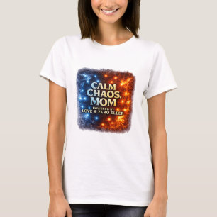 Calm Chaos Mom Shirt, Funny Mom Life Tee, Powered T-Shirt