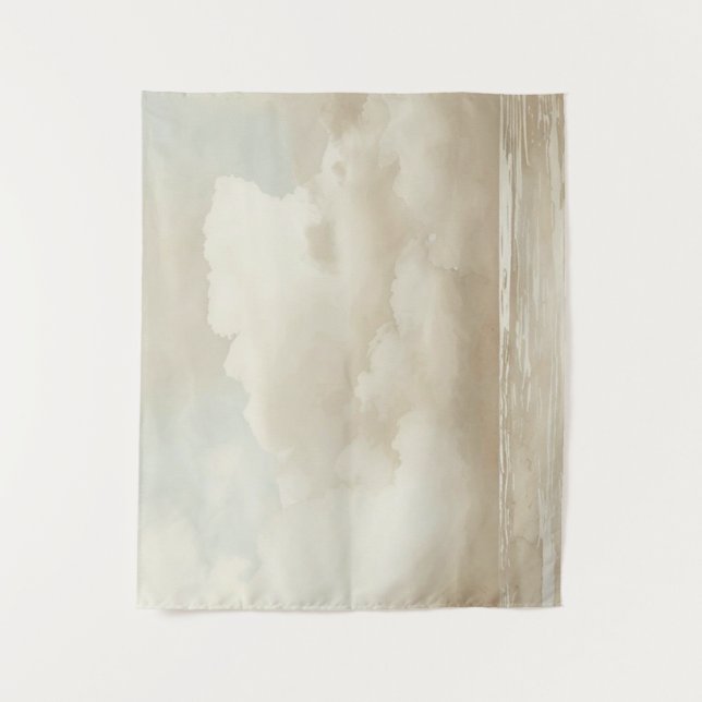 Calm Clouds - Neutrals, Blue, Beige - Minimalist Tapestry (Front)
