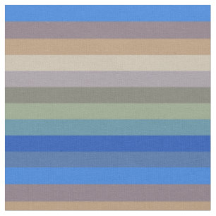 Calm Coastal Neutral Stripe Pattern in Blues and S Fabric