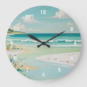 Calm Coastal View Large Clock
