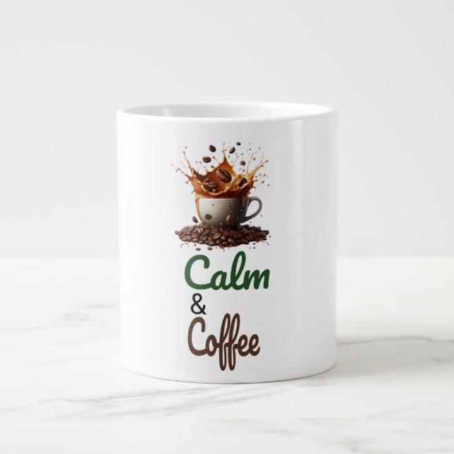 Calm & coffee  large coffee mug (Front)
