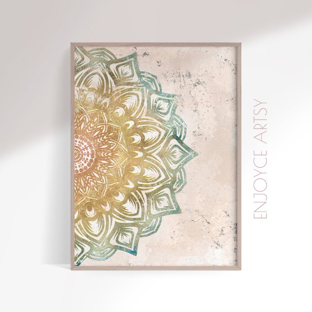 Calm colourful and gold mandala spiritual wall art (Creator Uploaded)