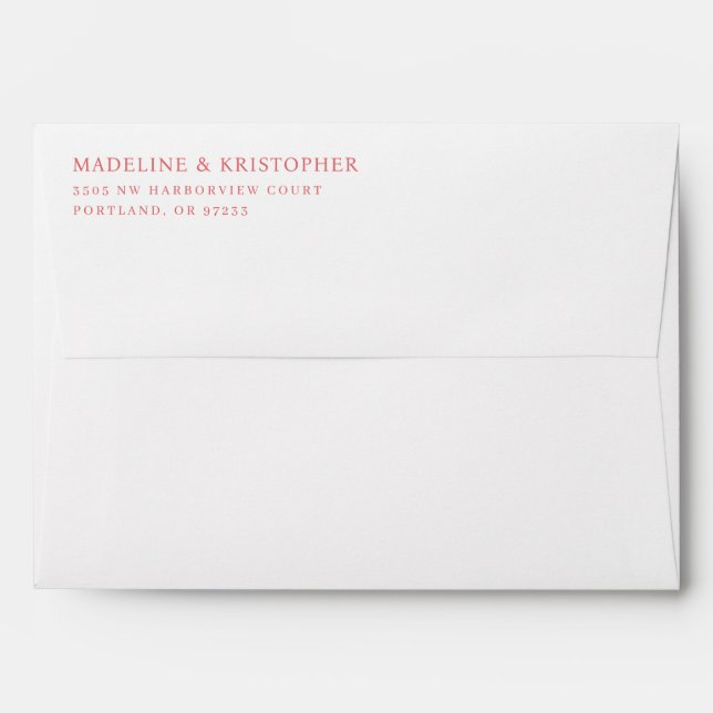 Calm Coral Minimalist Names Envelope (Back (Top Flap))