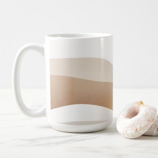 Calm Desert Waves with Fennec Essence | Minimal Se Coffee Mug (With Donut)