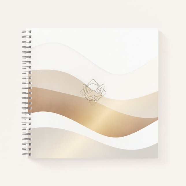 Calm Desert Waves with Fennec Essence | Minimal Se Notebook (Front)