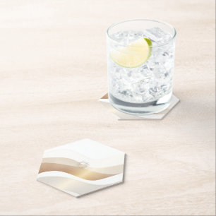 Calm Desert Waves with Fennec Essence   Minimal Se Paper Coaster
