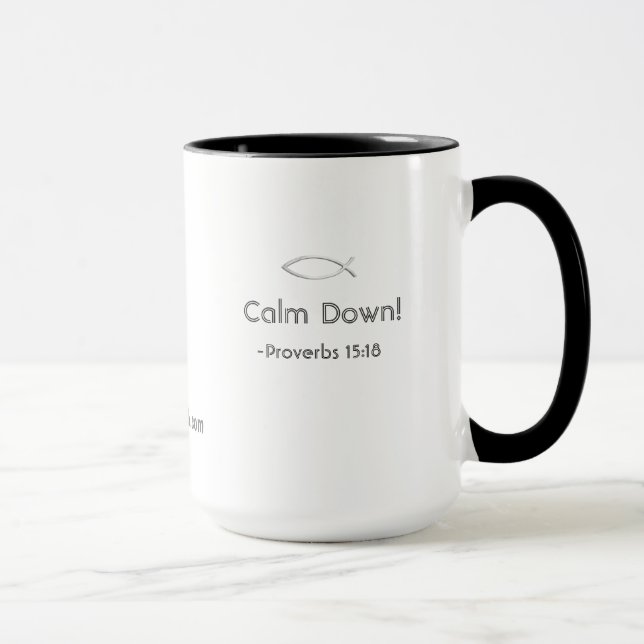Calm Down! gotGod316.com Scripture Mug (Right)