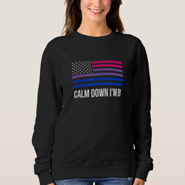 Calm Down Im Bi Lgbtq Bisexual Pride Bi Pride Sweatshirt (Front)