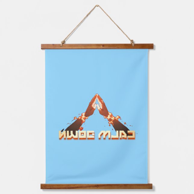 Calm Down! Mirror Image reverse typography  Hanging Tapestry (Front)