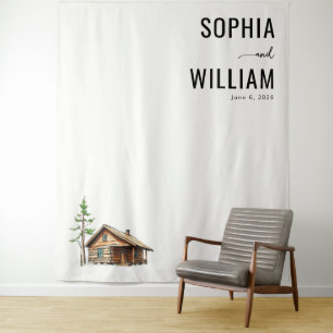 Calm Earthy Cabin Illustration Tapestry