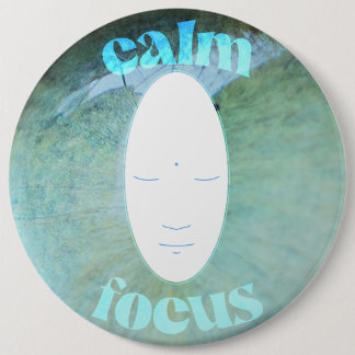 Calm Focus Meditating Head 6 Inch Round Button