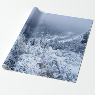 Calm foggy winter day on top of the mountains wrapping paper