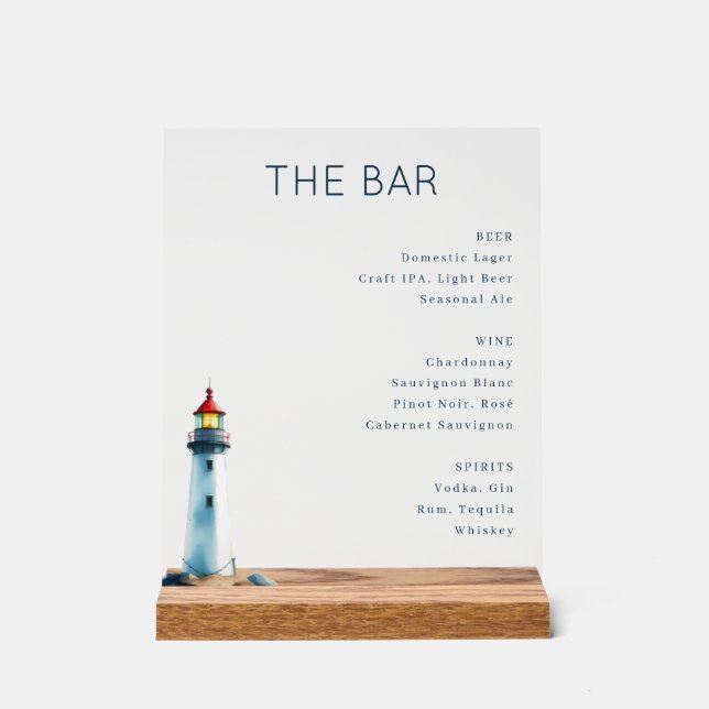 Calm Gray Minimalist Lighthouse Menu (Recto)