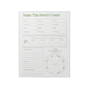 Calm Green Minimalist Monthly Planner Gift Healthy Notepad