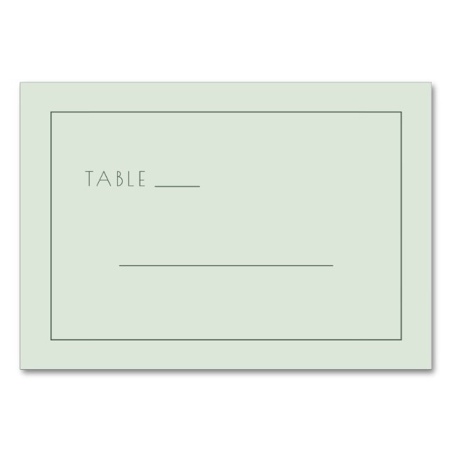 Calm Green Minimalist Table Sign Number (Front)