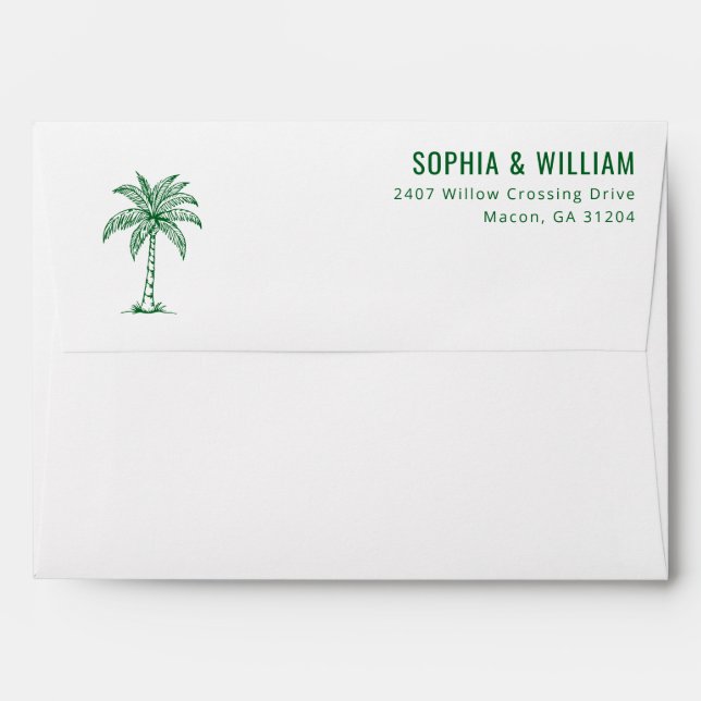 Calm Green Palm Tree Envelope (Back (Top Flap))