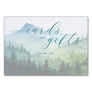 Calm Green Watercolor Mountain Landscape Table Number