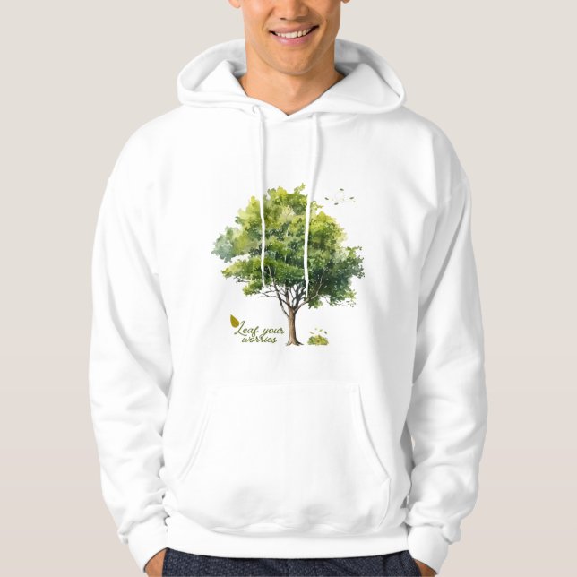 Calm Greens Watercolor Tree Quote Hoodie (Front)