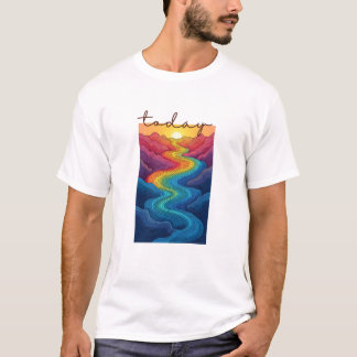 Calm Horizon Valley Line Art T-Shirt