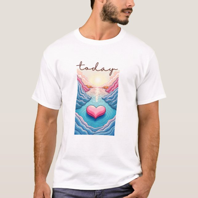 Calm Horizon Valley Line Art T-Shirt (Front)