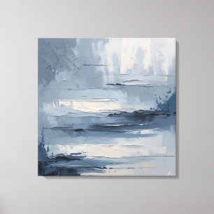 Calm Horizons – Abstract Blue & Gray Textured Land Canvas Print