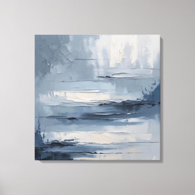 Calm Horizons – Abstract Blue & Grey Textured Land Canvas Print (Front)