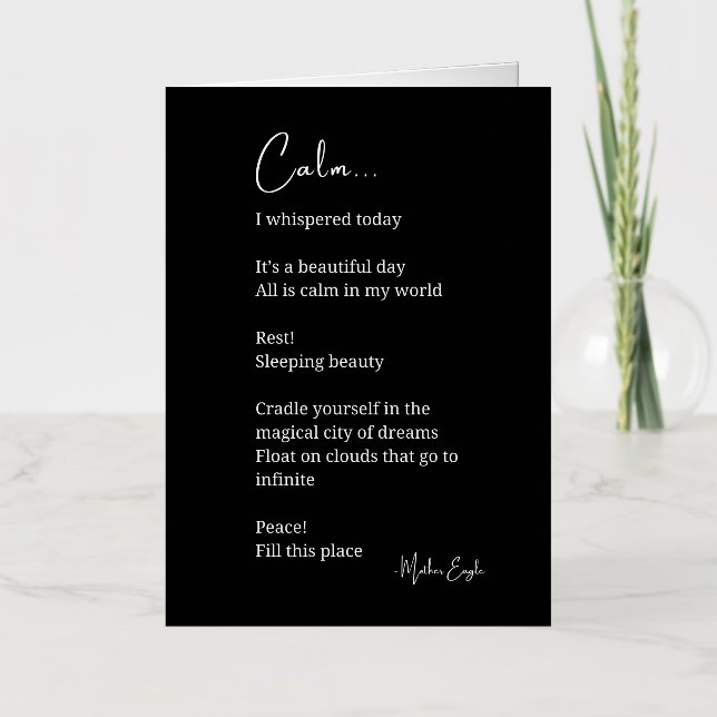 Calm Inspirational Poem  Foil Greeting Card (Front)