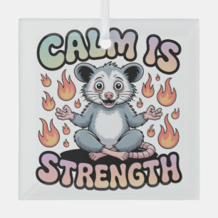 Calm Is Strength Glass Ornament