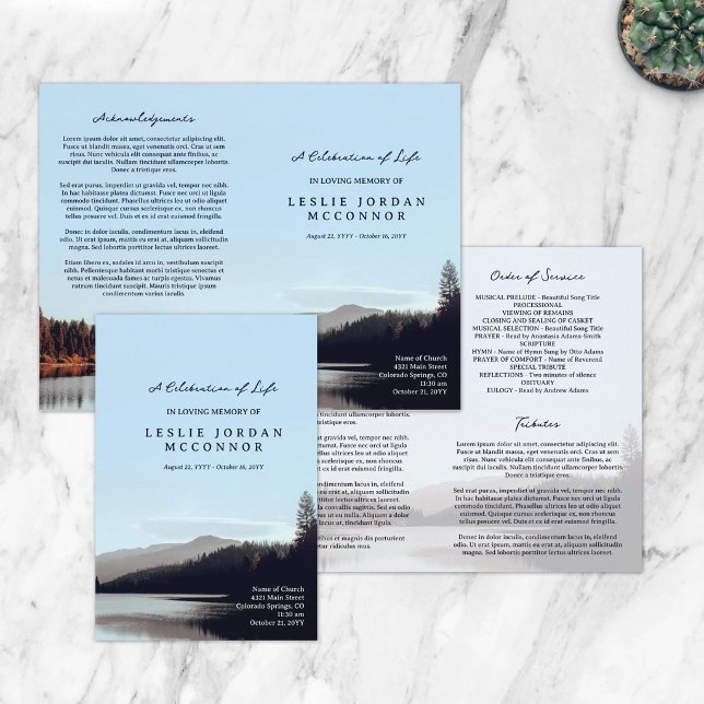 Calm Lake Celebration of Life Funeral Program (Creator Uploaded)