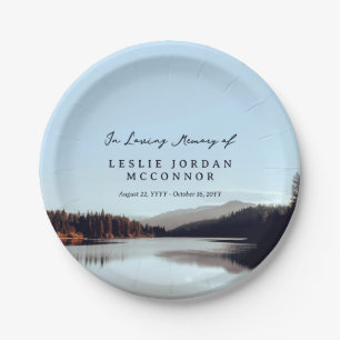 Calm Lake In Loving Memory of Memorial  Paper Plate