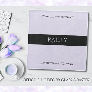 Calm Lavender Minimalist Desk Glass Coaster