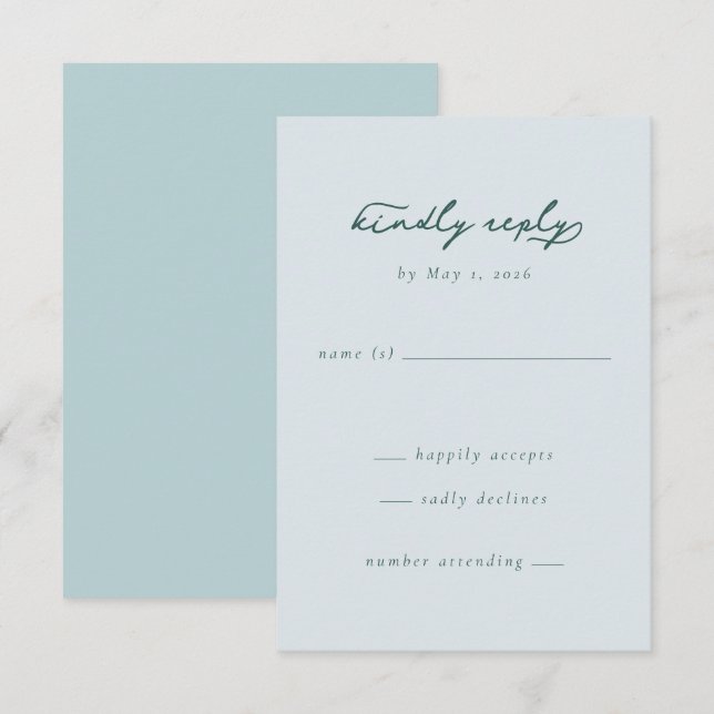 Calm Mint and Blue Minimalist RSVP Card (Front/Back)