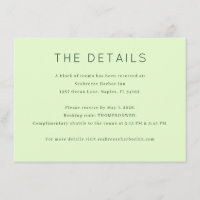 Calm Mint Green Minimalist Wedding Details Card