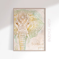 Calm neatral tone gold elephant spiritual wall art
