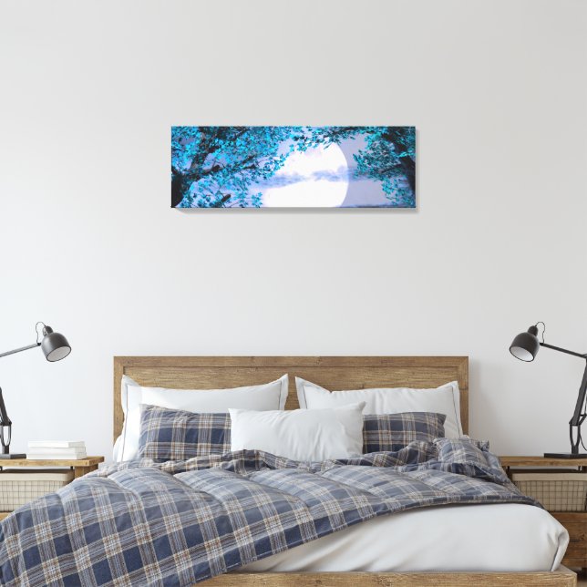 Calm night under the blue tree - Digital Art Canvas Print (Insitu(Bedroom))