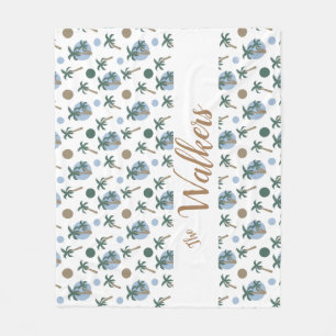 Calm Palm Trees and Dots Personalized Tropical Do Fleece Blanket