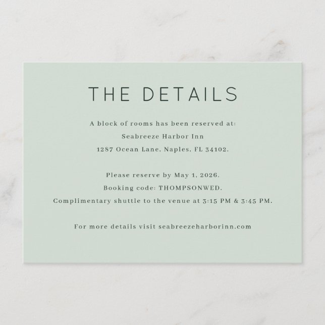 Calm Pastel Green Minimalist Enclosure Card (Front)