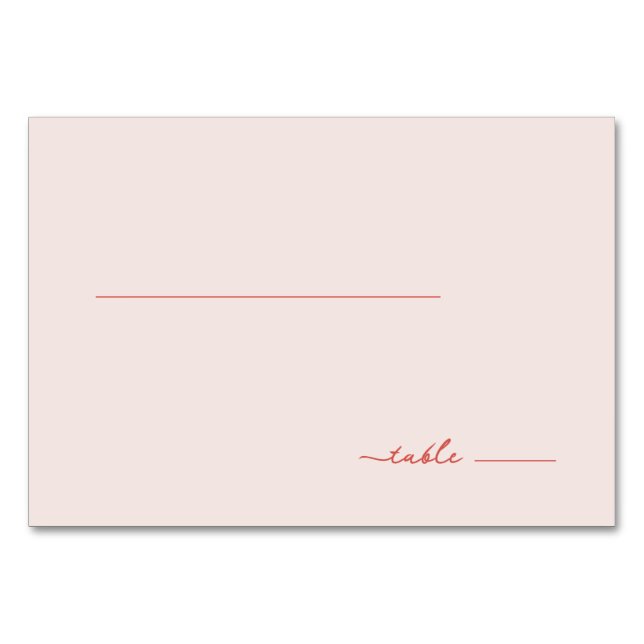 Calm Peach Minimalist Table Sign Number (Front)
