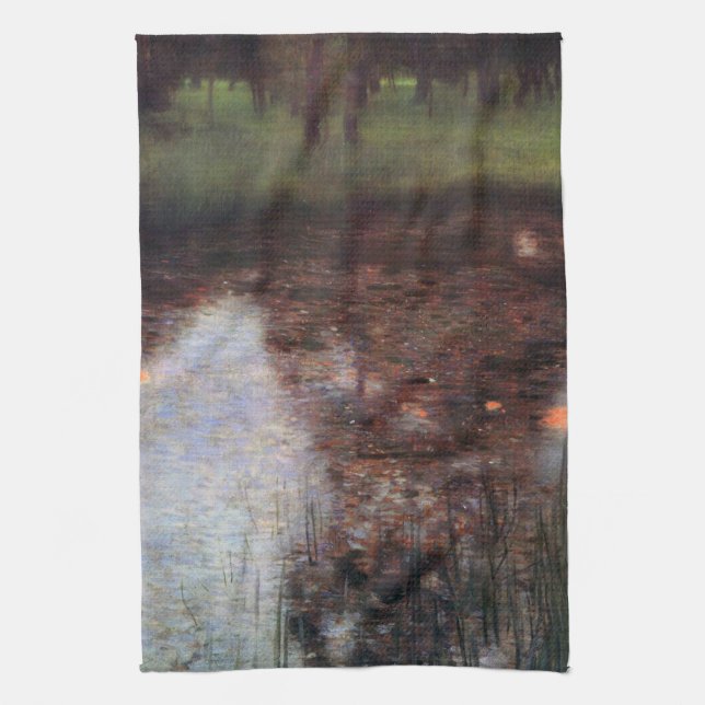 Calm Pond on Kammer Castle Grounds, Gustav Klimt Kitchen Towel (Vertical)