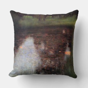 Calm Pond on Kammer Castle Grounds, Gustav Klimt Throw Pillow