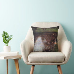Calm Pond on Kammer Castle Grounds, Gustav Klimt Throw Pillow