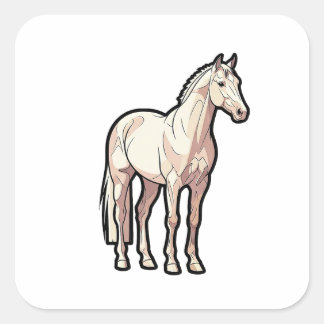 Calm Premium Horse – Minimal Animal Illustration Square Sticker