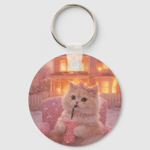 Calm Princess Cat During Total Chaos Keychain