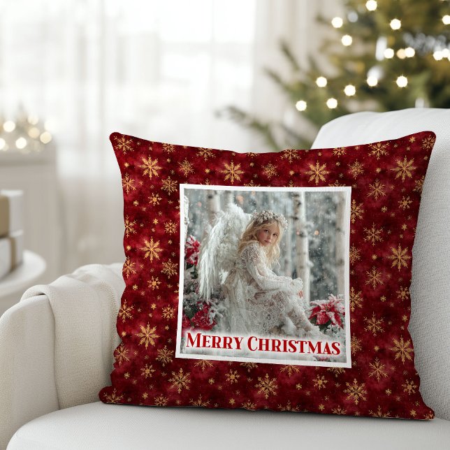 Calm Red Gold Angel Cozy Christmas Gift Pillow (Calm Red Gold Angel Cozy Christmas Gift Pillow)